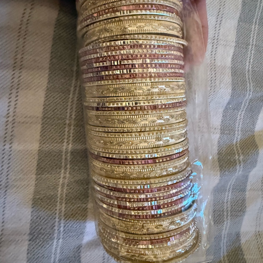 Elegant Gold and Red Bangle Set